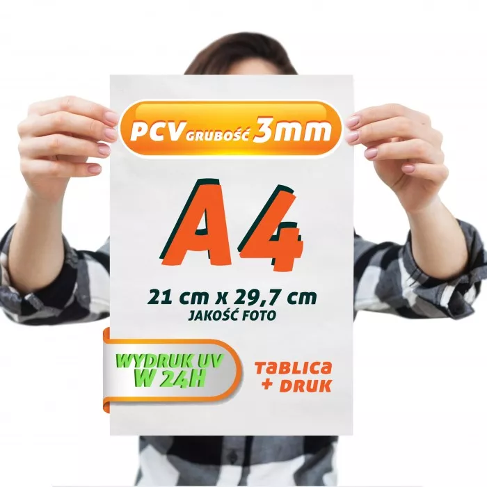 Druk UV PCV 3mm A4 Tablica Szyld Plansza z wydrukiem