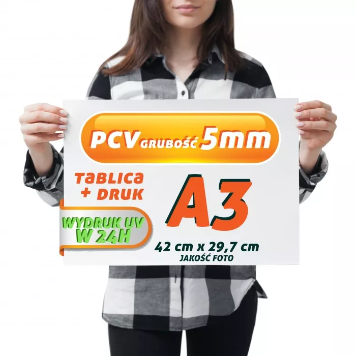 Druk UV PCV 5mm A3 Tablica Szyld Plansza z wydrukiem