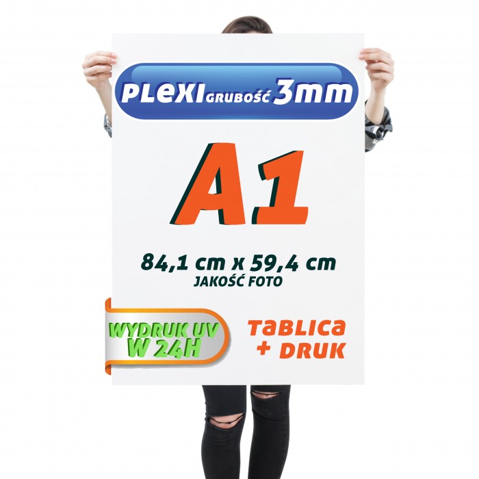 Druk UV PLEXI 3mm A1 Tablica Szyld Plansza z wydrukiem