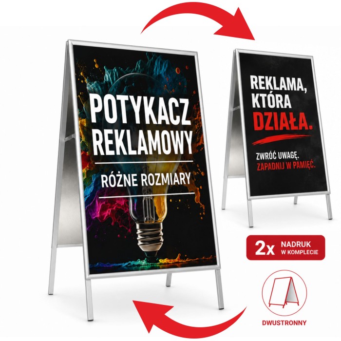 Potykasz reklamowy srebrny metalowy stojak na plakaty