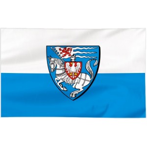 Flaga Koszalina z herbem 150x90cm