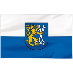 Flaga Legnicy z herbem 120x75cm