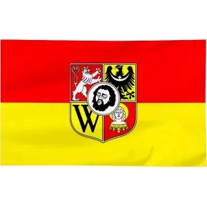 Flaga Wrocławia z herbem 120x75cm
