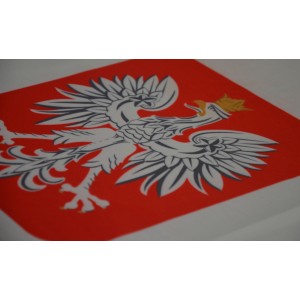 Flaga POLSKI z godłem 80x50