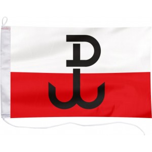 Flaga jachtowa Polski z godłem 30x20cm - bandera pod sailing