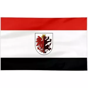 Flaga województwa Kujawsko-pomorskiego z herbem 120x75cm